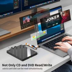 VYZIO® Zunanji optični pogon z USB razdelilnikom (CD/DVD bralnik in zapisovalnik), prenosni večnamenski | LAPDISC