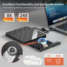 VYZIO® Zunanji optični pogon z USB razdelilnikom (CD/DVD bralnik in zapisovalnik), prenosni večnamenski | LAPDISC