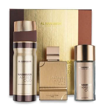 Amber Oud Gold Edition Extreme - parfumirani izvleček 75 ml + parfumirani izvleček 30 ml + tančica za telo 250 ml