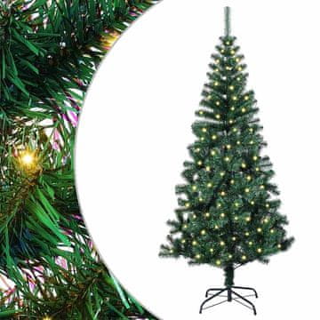 Vidaxl Umjetna preddekorirana božićna jelka med 150 LED Zelena 120 cm