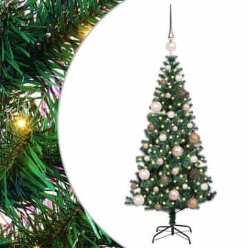 Vidaxl Umjetna preddekorirana božićna jelka med 150 LED Zelena 120 cm