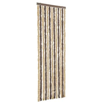 Vidaxl Zavesa proti mrčesu temno rjava in bež 56x200 cm šenilja