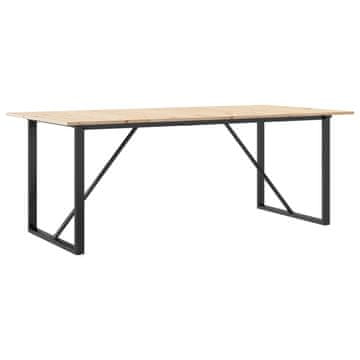 Vidaxl Jedilna miza O okvir 200x100x75 cm trdna borovina jeklo