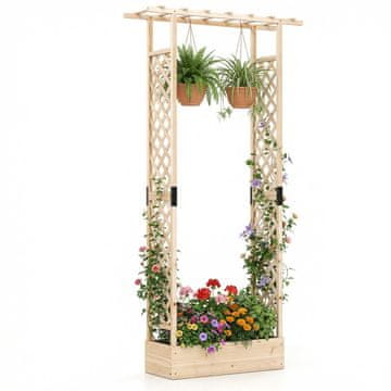 Northix Vertikalni sadilnik 110x35x227 cm les z rešetko in streho
