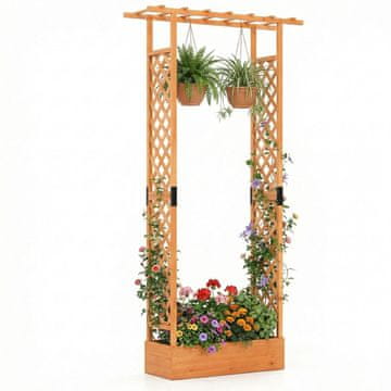 Northix Vertikalno leseno korito z rešetko in streho 110x35x227cm