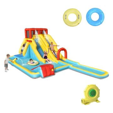 Northix Napihljiv vodni tobogan z dvojnim toboganom in plezalno steno