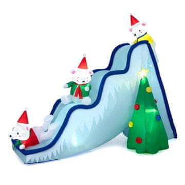 Northix Napihljiv božični tobogan z medvedki in LED lučkami