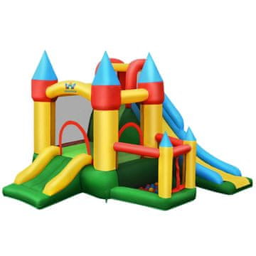 Northix Napihljiva skakalnica z dvema toboganoma in pihalnikom, 330x300x210 cm