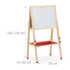 Northix Otroško risalno stojalo 2 v 1, nastavljivo višinsko, bela in kredna tabla