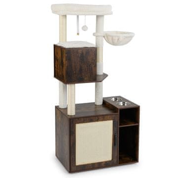 Northix Mačji stolp s sisal stebričkom skrito stranišče rjavo, 72 x 45,5 x 155 cm