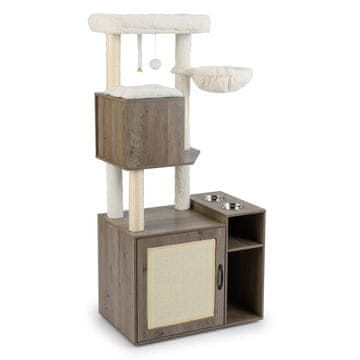 Northix Mačji stolp s sisal stebričkom straniščem in visečo kroglo, 72 x 45,5 x 155 cm