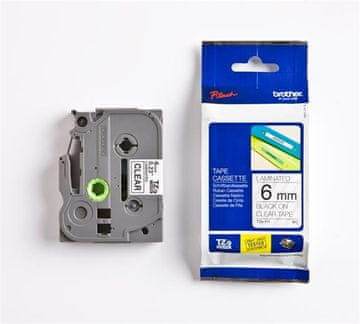 Brother Trak TZE-111, 6 mm, prozoren/črn, laminiran, dolžina 8 m