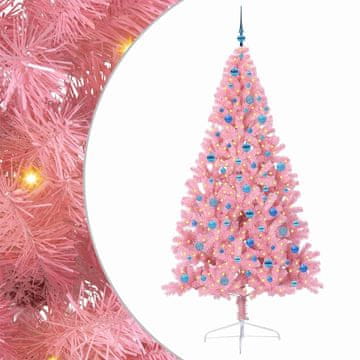 Vidaxl Umjetna preddekorirana božićna jelka Roza 240 cm PVC