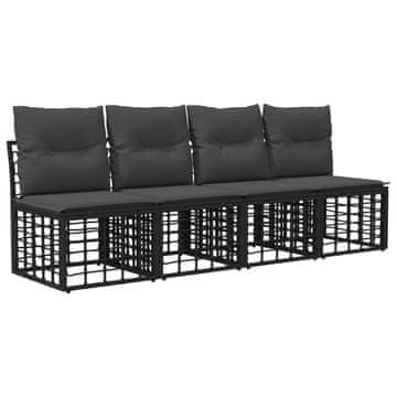 Vidaxl 4-sedežni vrtni sofa brez naslonov 4 szt. 4-Število sedežev Črna
