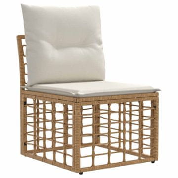 Vidaxl Modularni zunanji sofa brez naslonov Naravna poli ratan