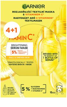 Komplet tekstilnih mask za posvetlitev z vitaminom C 4+1 kos