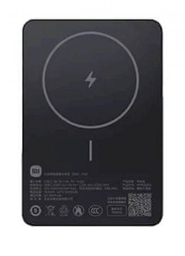 Xiaomi magnetna prenosna baterija 5000 mAh črna, Do 20W (žični USB-C) / Do 15W (brezžično)