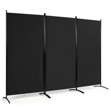 Northix 3-delna sobna pregrada 260x183 cm jeklo poliester črna