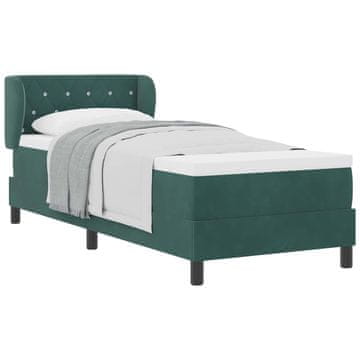 Vidaxl Postelja z vzmetnico z vzglavjem Temno zelena 80 x 200 cm Žamet