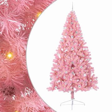 Vidaxl Umjetna preddekorirana božićna jelka Roza 240 cm PVC