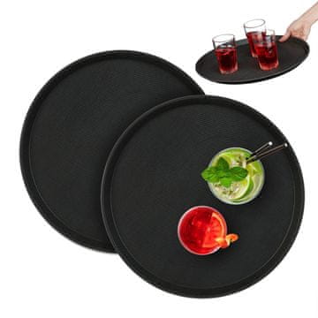 Northix Set servirnih pladnjev 2 kosi Ø40 cm nedrseča črna