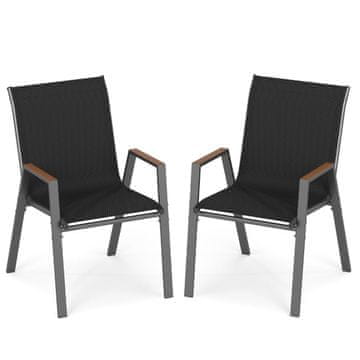 Northix 2-delni zložljivi vrtni stoli Teslin tkanina kovinski okvir nosilnost 180 kg