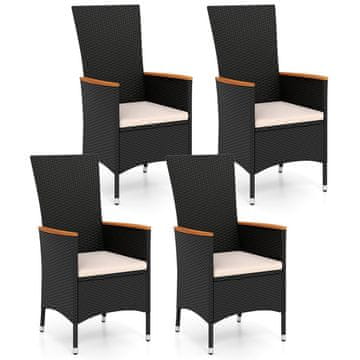 Northix 4-delni vrtni stoli iz PE ratana z blazinami kovinski okvir nosilnost 180 kg