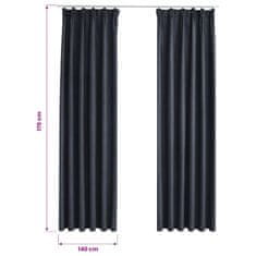 Vidaxl Zatemnitvene zavese z obešali 2 kosa antracitne 140x175 cm