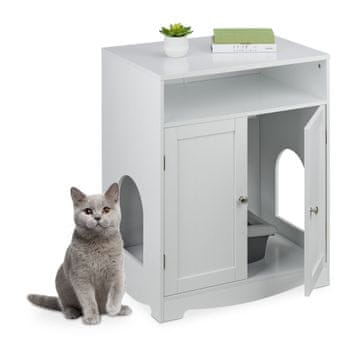 Northix Mačja omara za pesek les MDF 80x50x50 cm bela