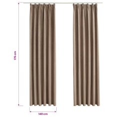 Vidaxl Zatemnitvene zavese z obešali 2 kosa taupe 140x175 cm