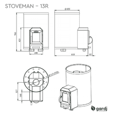 Gardj Europe Gardj Lesena peč Stoveman 13R-LS (z zunanjim kuriščem) — Tradicionalna para in impresivna izbira kamnov