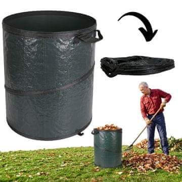 GARDEN LINE Zložljiva vrtna vreča z ročaji, trpežna košara za listje in travo, črna 46x57cm 100L