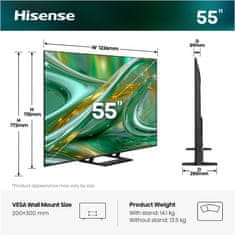 Hisense 55E8S 4K UHD televizor, VIDAA Smart OS