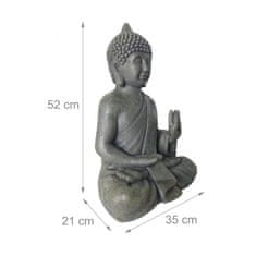 Northix Kip Buda 52 cm poliresin kamnit videz vremensko odporen