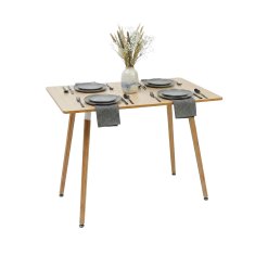 Northix Square Dining Table MDF Top Bamboo Legs 4 Seater Modern Kitchen