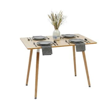 Northix Square Dining Table MDF Top Bamboo Legs 4 Seater Modern Kitchen