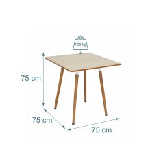 Northix Square Dining Table MDF Top Bamboo Legs 4 Seater Scandinavian Style
