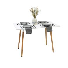Northix Square Dining Table MDF Top Bamboo Legs 4 Seater Scandinavian Style