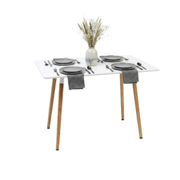 Northix Square Dining Table MDF Top Bamboo Legs 4 Seater Scandinavian Style
