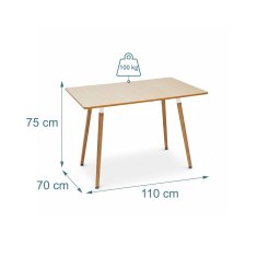 Northix Square Dining Table MDF Top Bamboo Legs 4 Seater Modern Kitchen