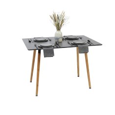 Northix Square Dining Table MDF Top Bamboo Legs 4 Seater Scandinavian Style