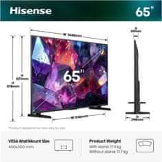 Hisense 65E7S PRO 4K UHD televizor, VIDAA Smart OS
