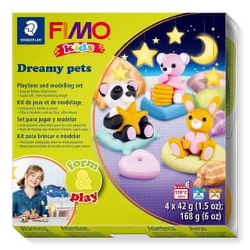 Rayher.	 FIMO Kids set Sanjski ljubljenčki 4x42g, modelirka, navodila, scena