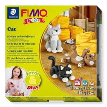 Rayher.	 FIMO Kids set Mucki 4x42g, modelirka, navodila, scena