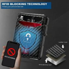 VIVVA® Tanek aluminijast RFID etui za kartice s hitrim izvlekom, minimalistična denarnica za 10–14 kartic s sponko za gotovino | CARDPOP