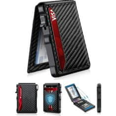 VIVVA® Tanek aluminijast RFID etui za kartice s hitrim izvlekom, minimalistična denarnica za 10–14 kartic s sponko za gotovino | CARDPOP