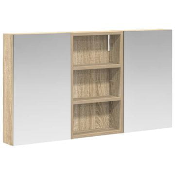 Vidaxl Komplet omaric za kopalnico z LED lučmi 3 pcs 90 x 10,5 x 50 cm