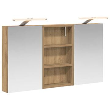 Vidaxl Komplet omaric za kopalnico z LED lučmi 3 pcs 90 x 10,5 x 50 cm