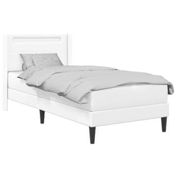 Vidaxl Posteljni okvir z vzmetnico Bela 80 x 200 cm Umetno usnje