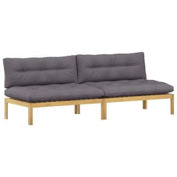Vidaxl Srednji kavč Svetel akacija in temno siva 240 x 80 x 82 cm